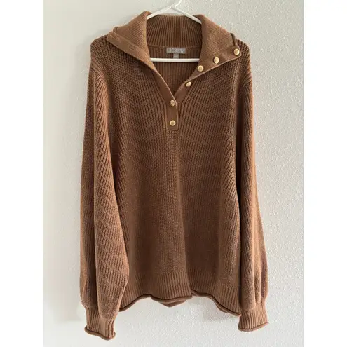 J. Crew Sweater Women 3XL Camel Gold Roll Tab Cotton Fisherman Cable Knit Preppy Tan Size undefined
