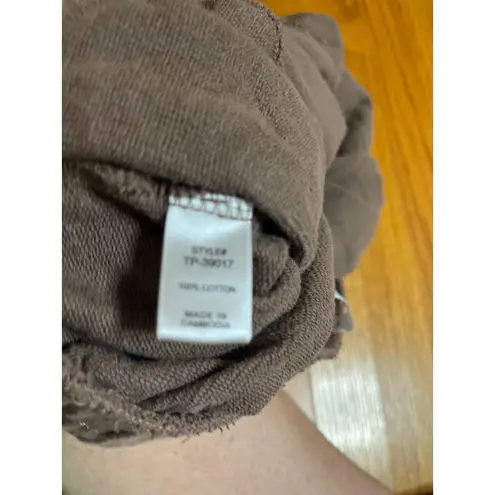 Zenana Outfitters Lounge Shorts Womens Large Brown Drawstring Elastic Waist Casual