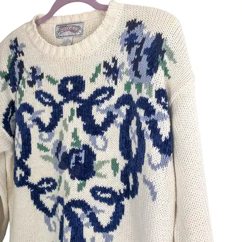 Nuggets Vintage Floral Knit Sweater Cottagecore Size L