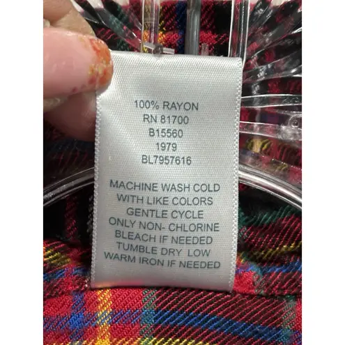 Blair Flannel Shirt Red/Multi Plaid Long Sleeve Shark Hem Size XL Button Up - Image 3