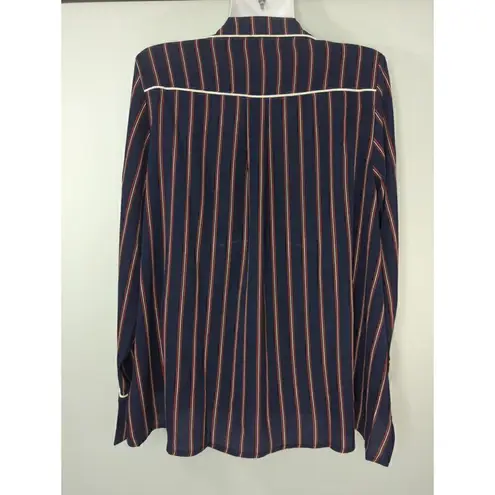 NWT Soncy Striped Pajama Top Blouse Blue Red White Long Sleeve Size 1 (14/6)
