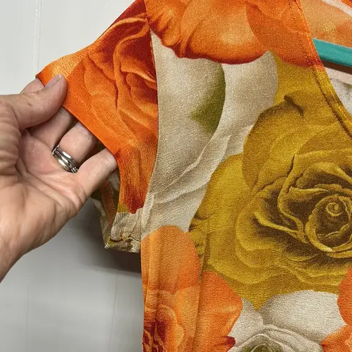 Susan Lawrence Orange Gold Fitted Cap Sleeve Blouse