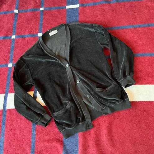 Lord & Taylor black velour button up cardigan Women’s S small