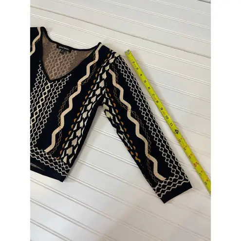 Jealous Tomato Black Cropped V-neck 3/4 Sleeve Pullover Top Size M