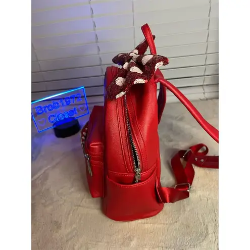 Lounge Fly Disney Minnie Mouse Sequin Bow Mini Backpack Red