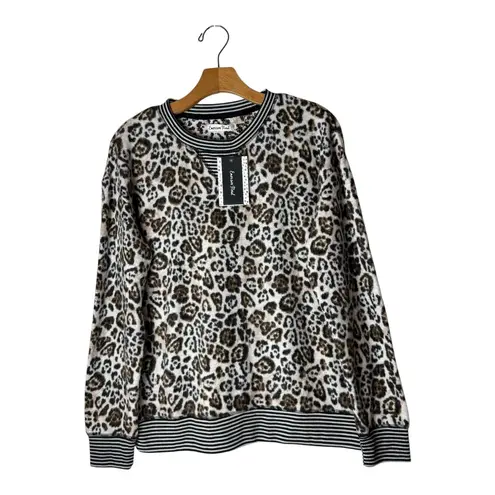 Emerson Road Pajama Set Women Small Brown Fuzzy Luxe Leopard Loungewear NWT Black