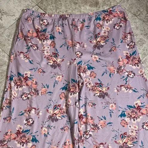 Power 2 The Flower Floral 2pc Pajama Long Sleeve Pant Set Size 2X Purple