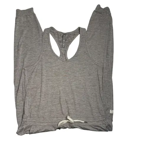 Vuori Lux Jumpsuit Racerback Tank V-Neck Jogger Clay Heather Gray Size L