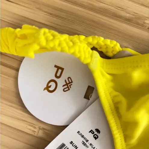 PilyQ PQ Swim Mila Tie Teeny Bikini Bottoms in Sunshine, Size Medium