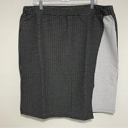 Jessica London Black and White Box Plaid Faux Wrap Skirt Size 18/20 NWT