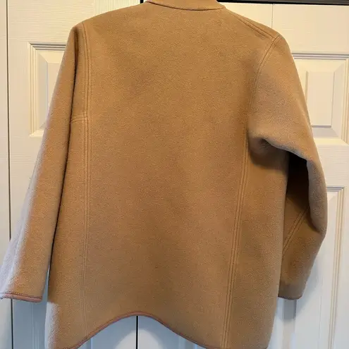 Minimalist 1970's Tan and Cream Wool Turnaround "Cuddle Coat" Jacket / Sz M/L