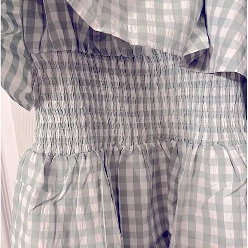 Andree by Unit Green Gingham Dress Medium Ruffle Tiered Twofer