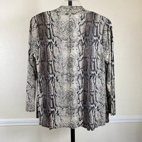 Isabella Rodriguez Snakeskin Print Open Front Cardigan Plus 1X Neutral Lightweight Office Layering