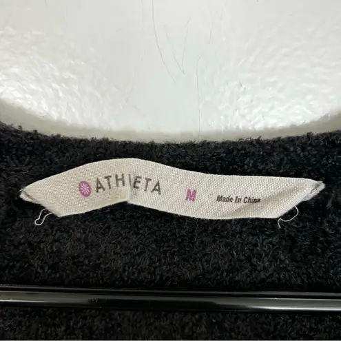 Athleta  Cuddle Up Long Sleeve Black Cowl Neck Chenile Sweater Size Medium