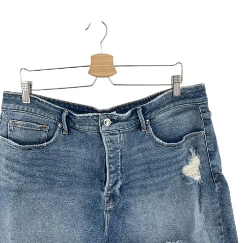 Good American Good‎ American Bombshell Shorts Distressed Cutoff Denim Stretch Blue276 Size 16