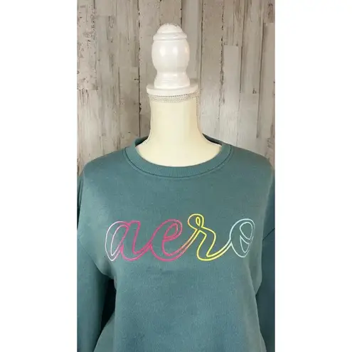 Aeropostale  Sport Women's XL‎ Teal Pullover Crewneck Tie Front Sweatshirt - Image 2
