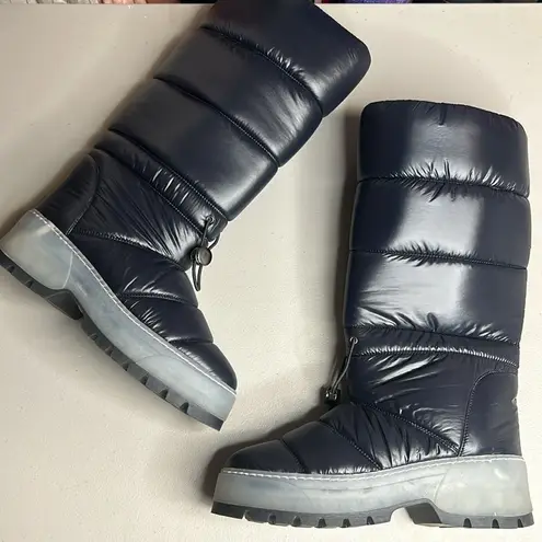 Aquatalia Arlo Nylon Winter Snow Rain Tall Boots Navy Blue Womens Size 10 NWOT