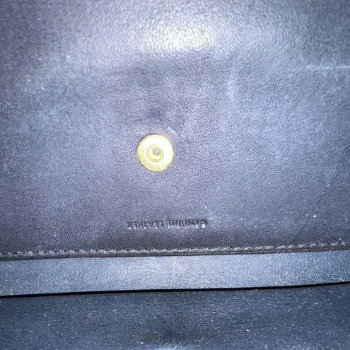 Mundi Blue Trifold Leather Wallet with Checkbook Back Zip Clutch NWT