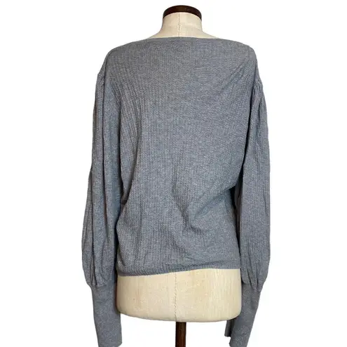 Puff sleeve waffle knit thermal Gray Size XXL