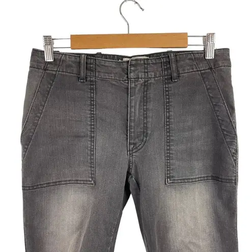 Nili Lotan Cropped French Military Pants Jeans Carbon Grey Cotton Utility SZ 27 Gray