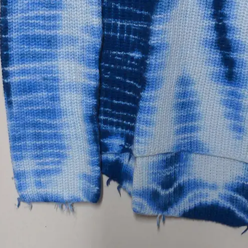 Generation Love Indigo Tie Dye Margot Sweater Silk Blend Distressed Hem M New