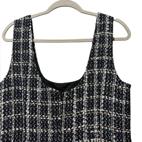 LULU’S Tweed the Way Mini Navy Blue Plaid Mini Dress Size L Classic Chic Flirty White Size L