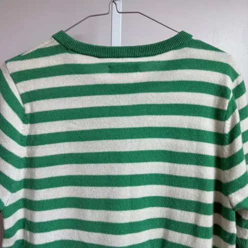 Outerknown 100% Cashmere Striped Sweater Top Green Cream Short Sleeve Womens M Size M