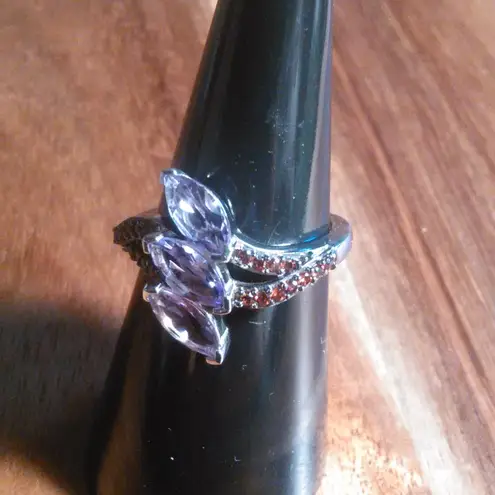 Moroccan Rose and Mozambique Garnet Trinity Twilight Sterling Silver Ring