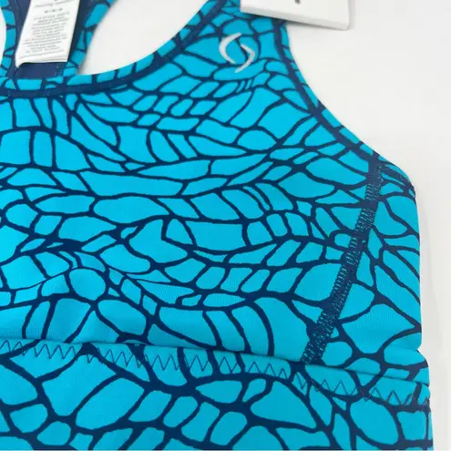 Moving Comfort Switch it up Racer sports bra in Azure woven size M Medium NWT