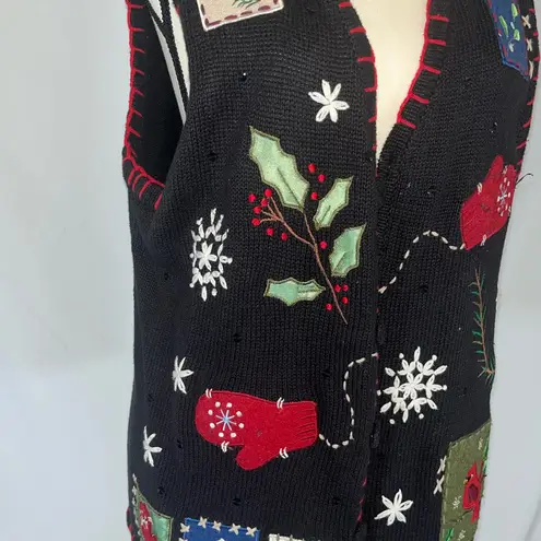 Basic Editions Vintage Ugly Christmas Vest Black Size L
