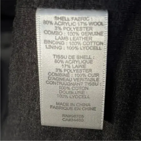 Rebecca Taylor EUC Fleece / Leather Zip Front Hoodie Jacket Black Size Small