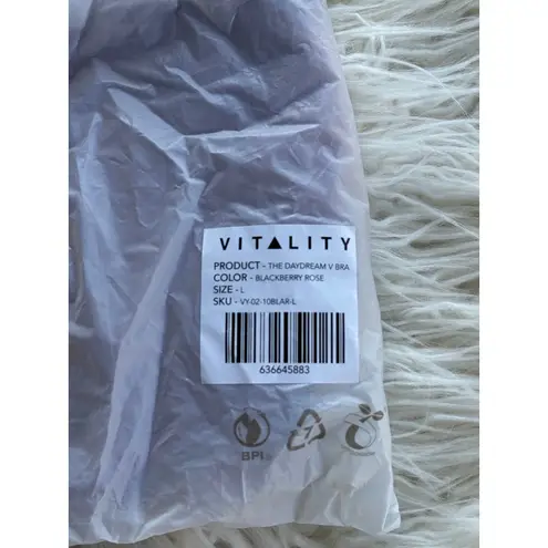 Vitality Daydream V Bra BlackBerry Rose Size Large Pink