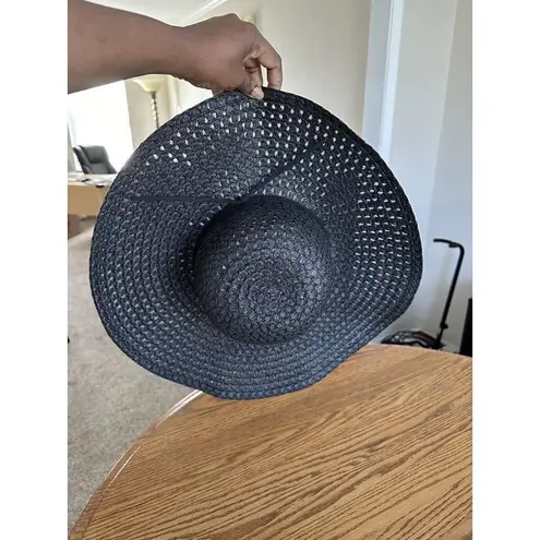 Women’s Wide Brim Hat With Bow Breathable Sunscreen Travel Sunshade Foldable Black