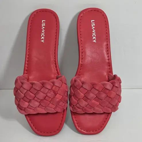 LISA VICKY Mission Slide Sandal suede Red Size 8M