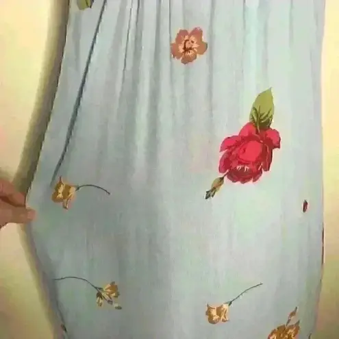 Leith  sky blue‎ floral high low ruffle front dress Sz S