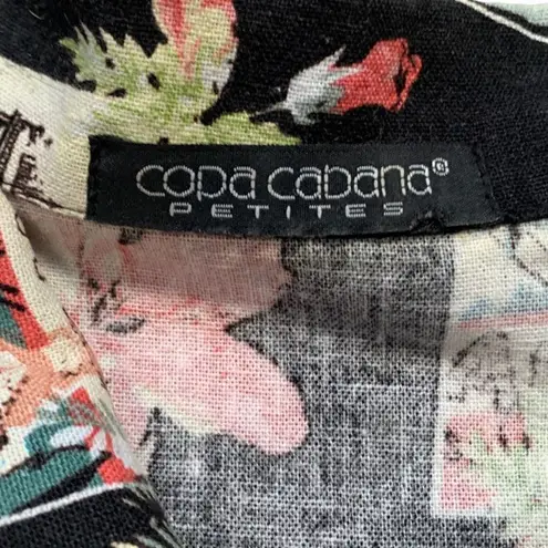 Vintage Copa Cabana Shirt Black Camp Collar Hawaiian Floral Print Short Sleeve Size undefined