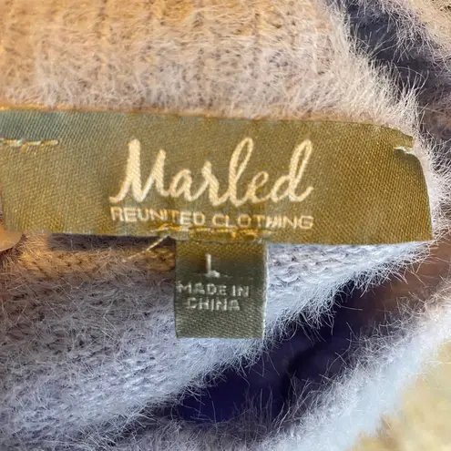 Marled Sweater Short Sleeve Eyelash Knit Mock Neck Lavender Purple Womens Large