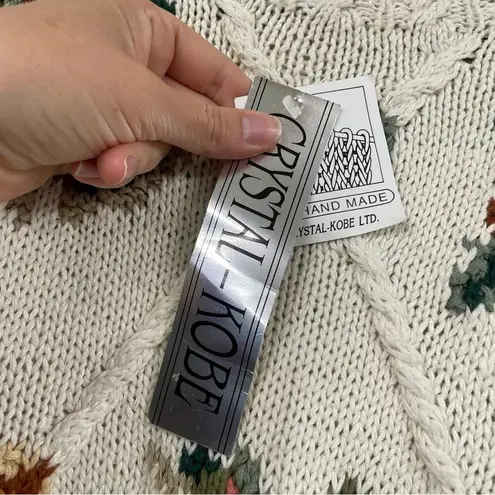 Vintage Krystal Cove Cream Floral Embroidery Grandma Core Women’s Sweater SP Green Size undefined