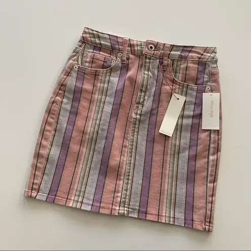 Ella Moss  | High Waist Denim Mini Skirt Rainbow Stripe Juniors 24