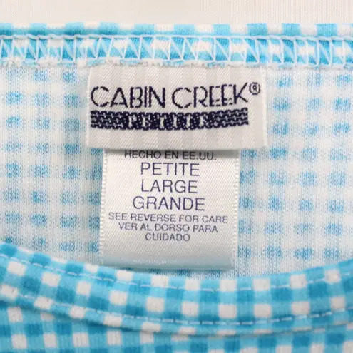 Cabin creek  Blue White Vintage 1990s Gingham Check Plaid Top