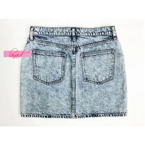 Gap NEW  Acid Wash Mini Skirt Denim Jean Stonewashed Retro 80s Vintage 27 Tall