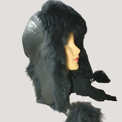 Aviator Hat Zabari Black Brown New York Genuine Leather Plush Faux Fur Turkey