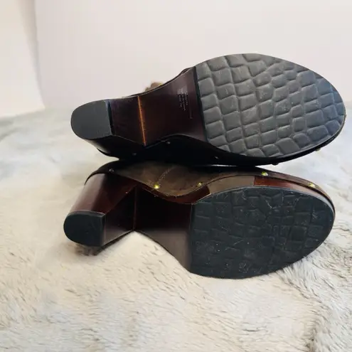 Rockport Katja Shearling Boot Size 7 Dark Brown Grommet Accent & 1" Platform