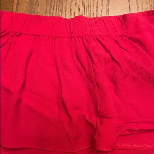 Free People  Gia Red Strapless Flounce Top & Wide Leg Pants Set Size Small