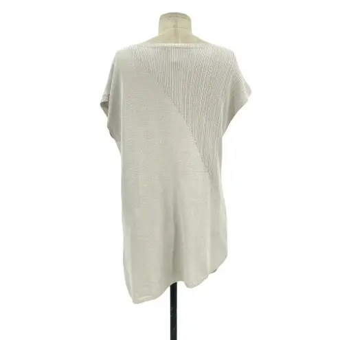 Eileen Fisher  Mixed Knit Tunic Sweater Top Bone‎ Gray Cream Size Small