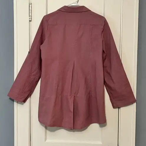 Simply Noelle linen tunic button up shirt blouse small / medium lagenlook pink