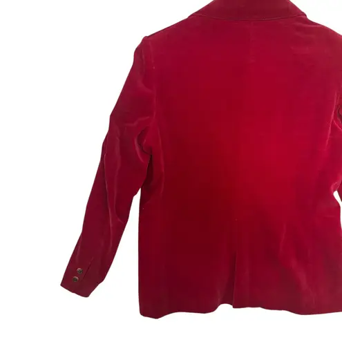 De Mura Red Velvet Classic Holiday Blazer Jacket Size 18 (Large) Single Breasted