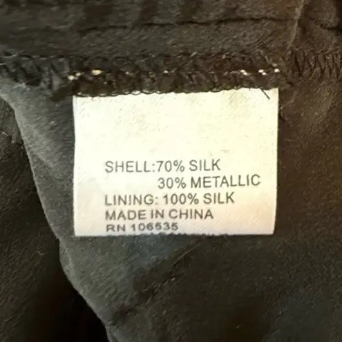 Madison Marcus Tiered Ruffled Silk Racerback Top Black Shimmer Size M NEW