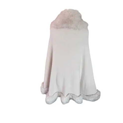 BEIGE Faux FUR CAPE SHAWL WRAP WOMEN Tan