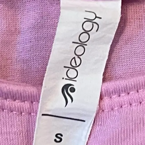 Ideology Tie Front Short Cap Sleeve Solid Pink T Shirt Crew Neck Small Pullover